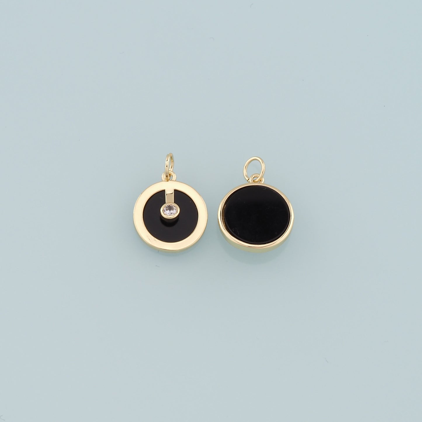 18K Gold Filled Round Pendant,Enamel Round Charm Bracelet Necklace for DIY Jewelry Making Supply