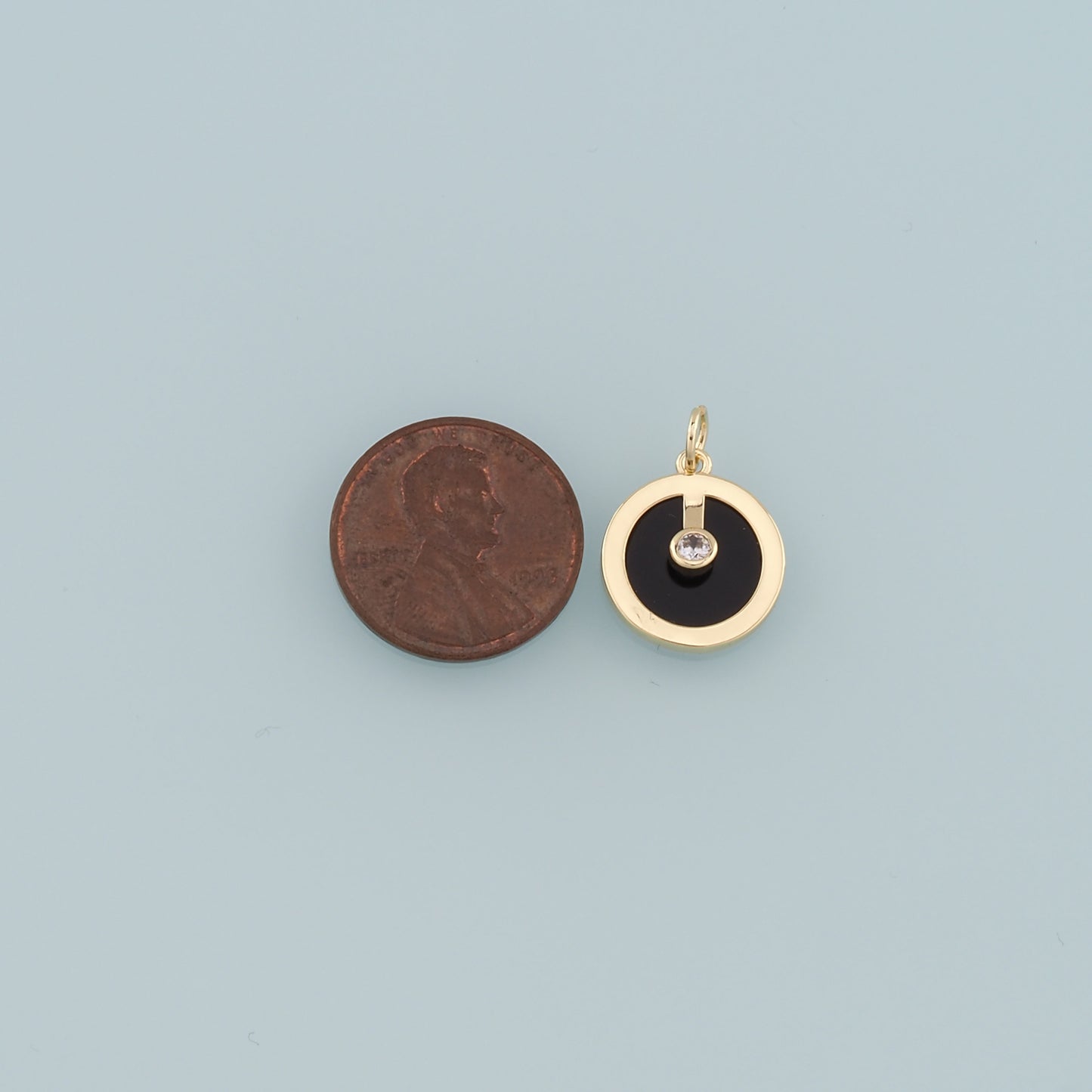 18K Gold Filled Round Pendant,Enamel Round Charm Bracelet Necklace for DIY Jewelry Making Supply