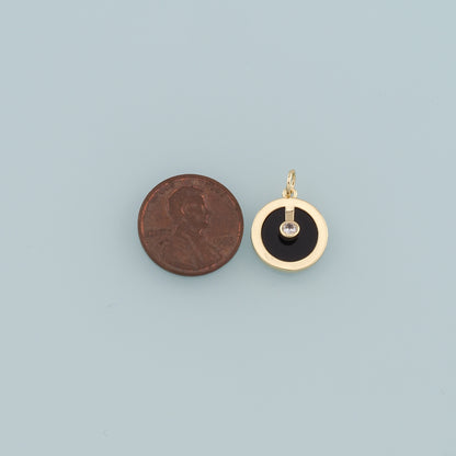 18K Gold Filled Round Pendant,Enamel Round Charm Bracelet Necklace for DIY Jewelry Making Supply