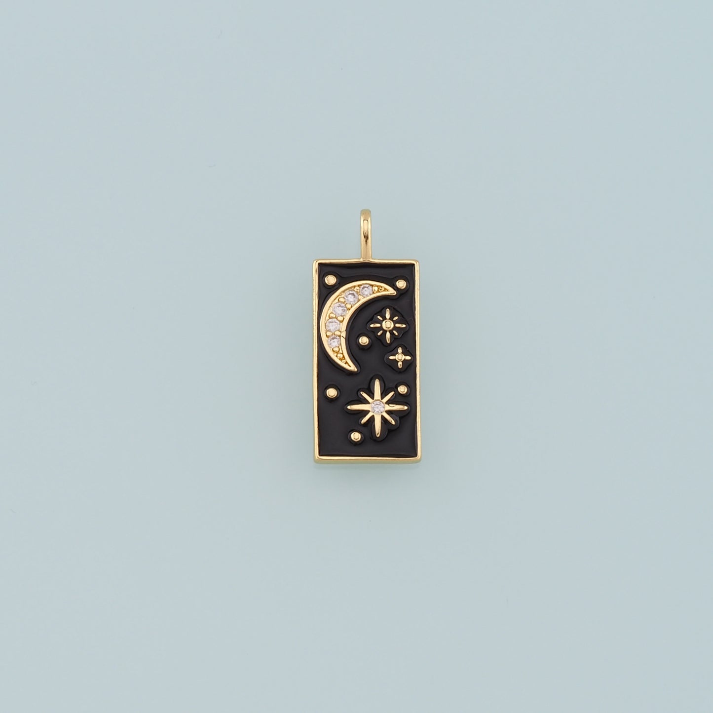 18K Gold Filled Star Moon Pendant,Enamel Celestial Charm Bracelet Necklace for DIY Jewelry Making Supply