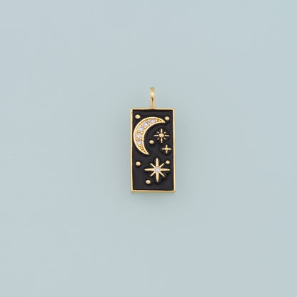 18K Gold Filled Star Moon Pendant,Enamel Celestial Charm Bracelet Necklace for DIY Jewelry Making Supply