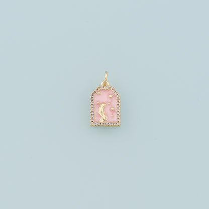 18K Gold Filled Pregnant Mother Pendant,Enamel Pregnant Charm Bracelet Necklace for DIY Jewelry Making Supply