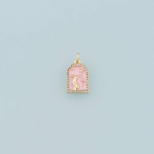18K Gold Filled Pregnant Mother Pendant,Enamel Pregnant Charm Bracelet Necklace for DIY Jewelry Making Supply