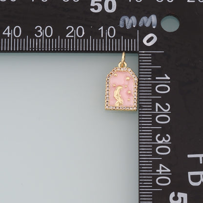 18K Gold Filled Pregnant Mother Pendant,Enamel Pregnant Charm Bracelet Necklace for DIY Jewelry Making Supply
