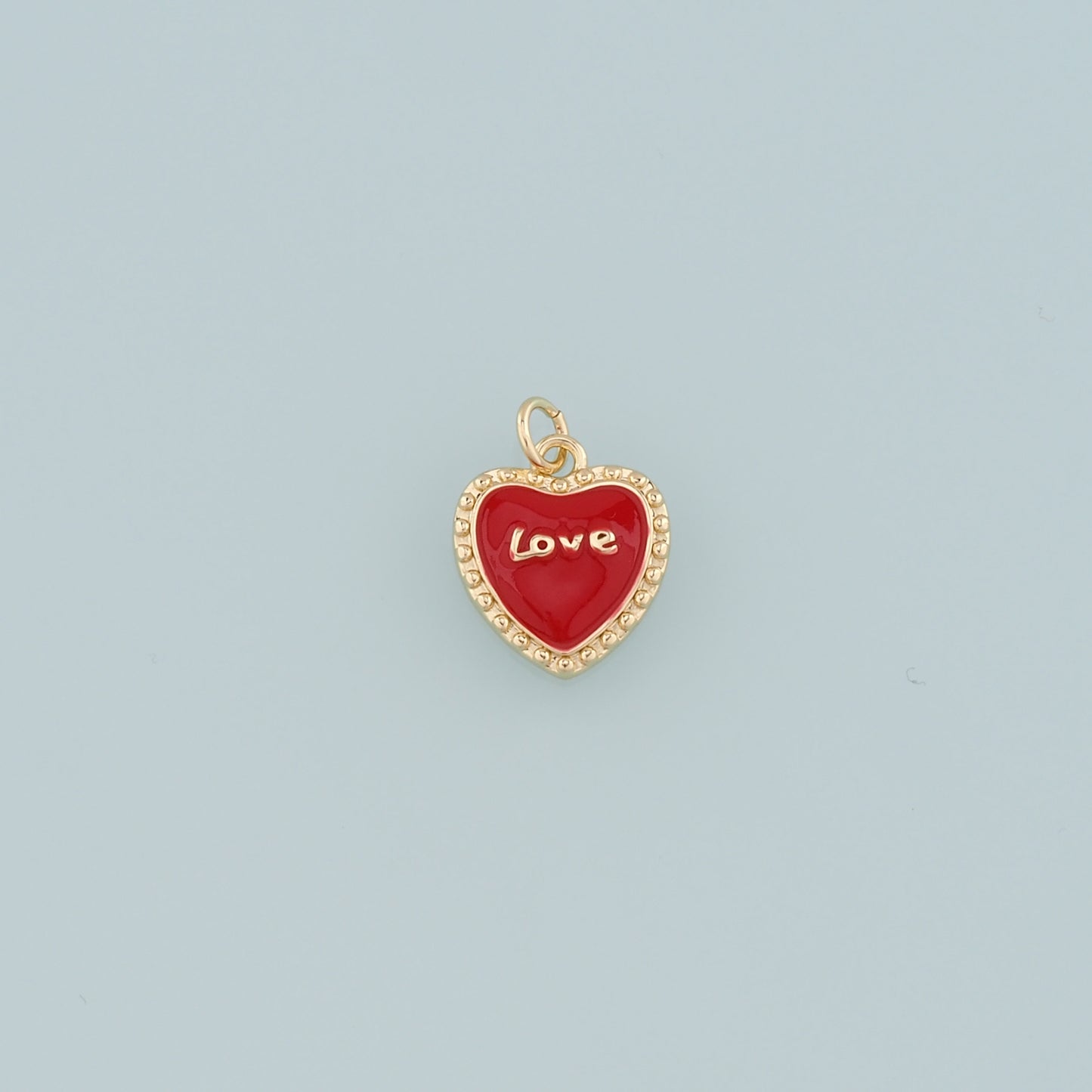18K Gold Filled Heart Pendant,Enamel Love Charm Bracelet Necklace for DIY Jewelry Making Supply