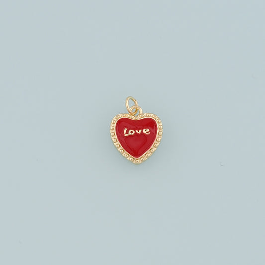 18K Gold Filled Heart Pendant,Enamel Love Charm Bracelet Necklace for DIY Jewelry Making Supply