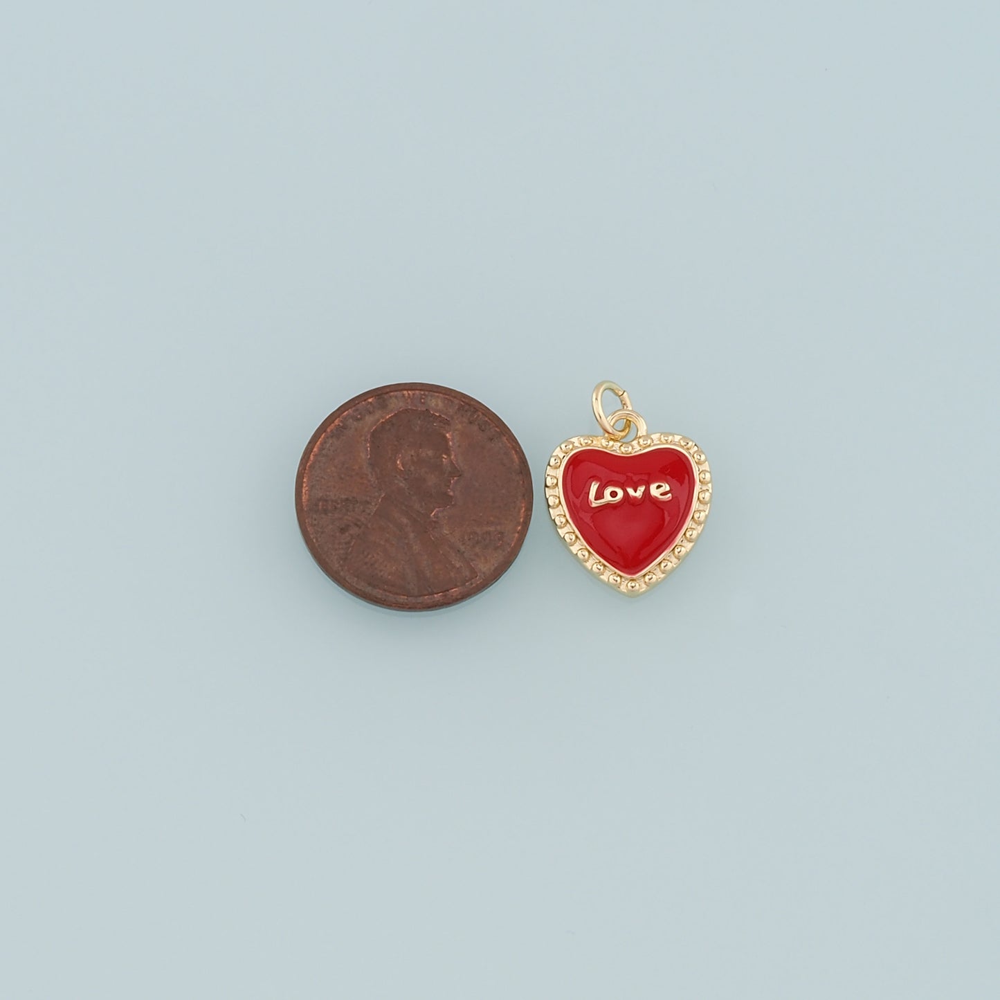 18K Gold Filled Heart Pendant,Enamel Love Charm Bracelet Necklace for DIY Jewelry Making Supply