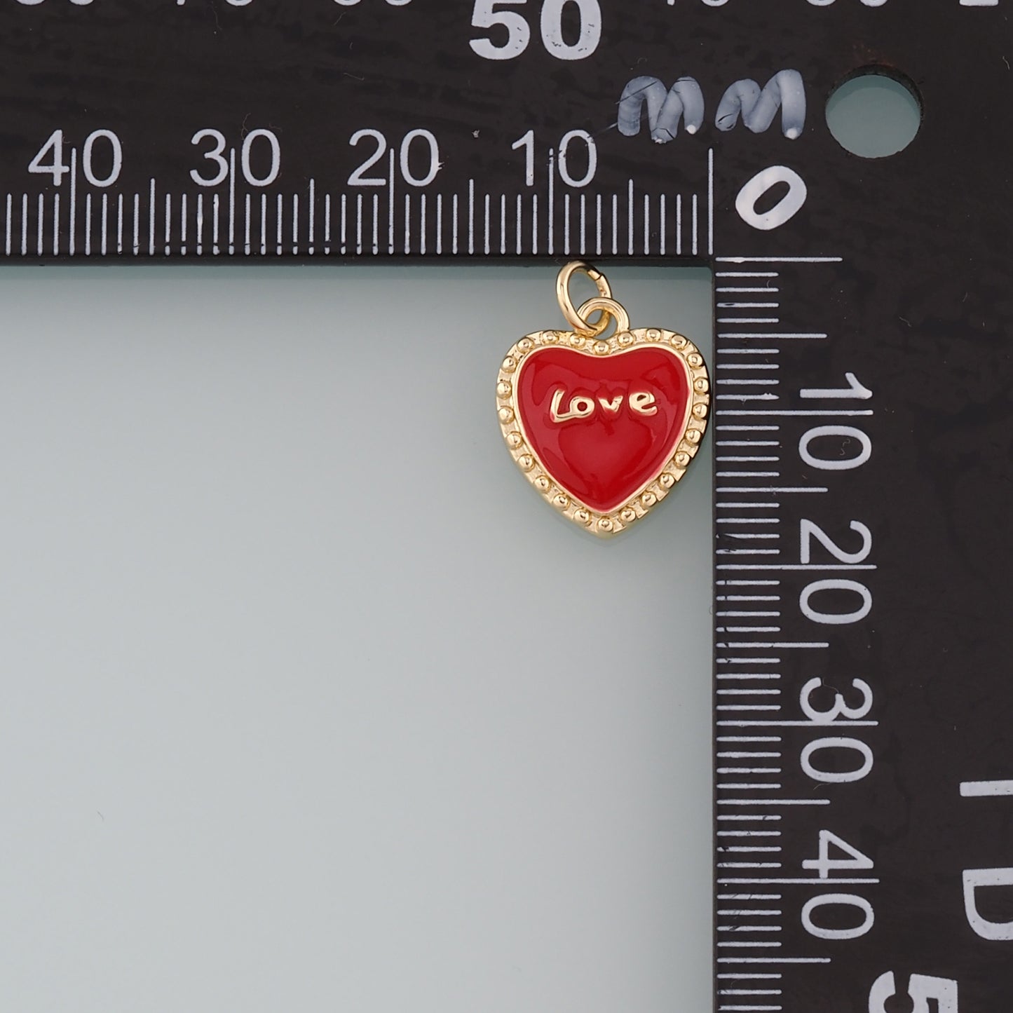 18K Gold Filled Heart Pendant,Enamel Love Charm Bracelet Necklace for DIY Jewelry Making Supply