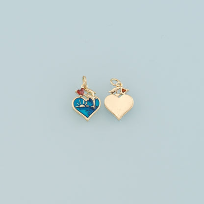 18K Gold Filled Heart Dolphin Pendant,Enamel Ocean Charm Bracelet Necklace for DIY Jewelry Making Supply
