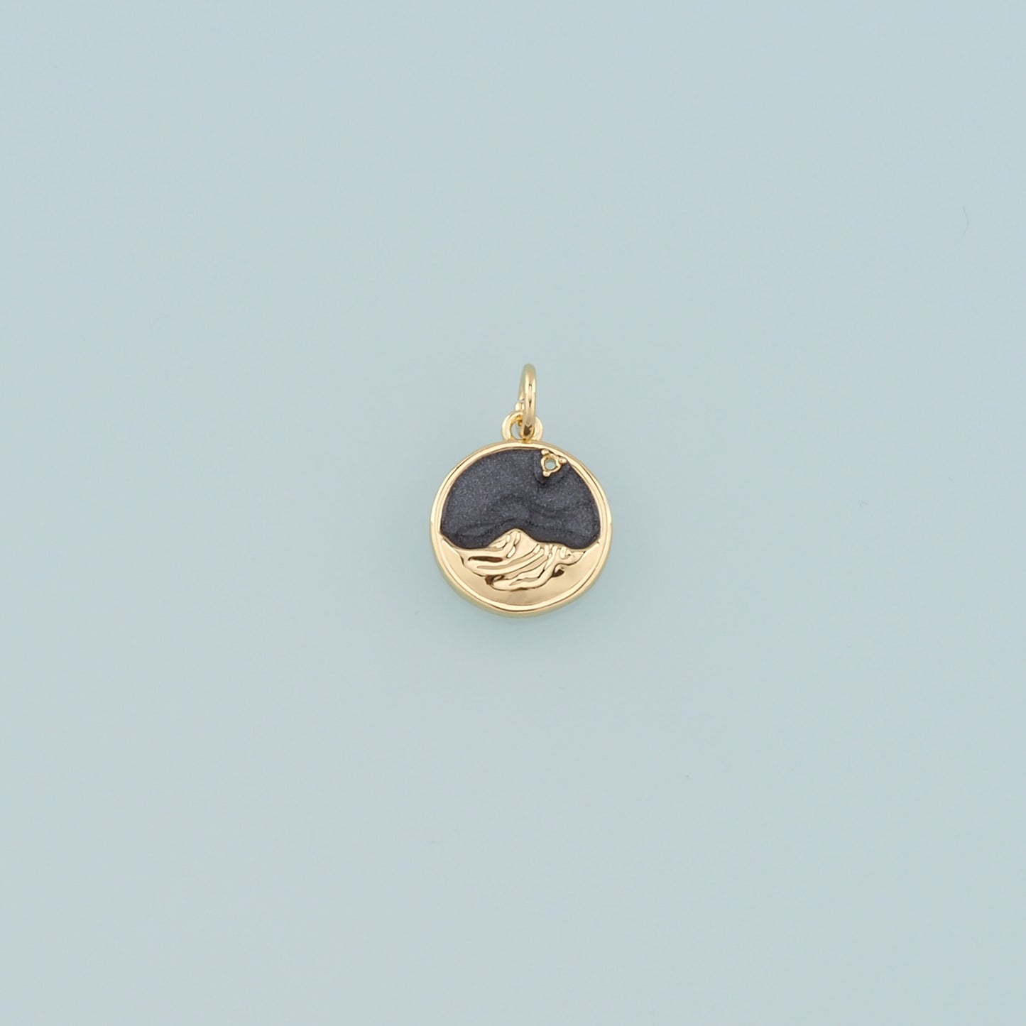 18K Gold Filled Mountain Pendant,Enamel Nature Charm Bracelet Necklace for DIY Jewelry Making Supply