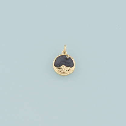 18K Gold Filled Mountain Pendant,Enamel Nature Charm Bracelet Necklace for DIY Jewelry Making Supply
