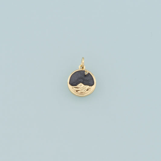 18K Gold Filled Mountain Pendant,Enamel Nature Charm Bracelet Necklace for DIY Jewelry Making Supply