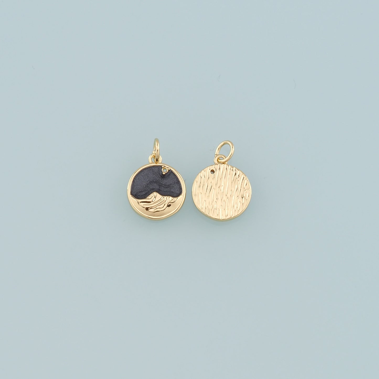 18K Gold Filled Mountain Pendant,Enamel Nature Charm Bracelet Necklace for DIY Jewelry Making Supply