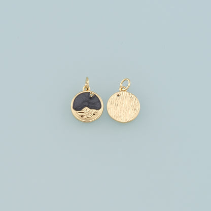 18K Gold Filled Mountain Pendant,Enamel Nature Charm Bracelet Necklace for DIY Jewelry Making Supply