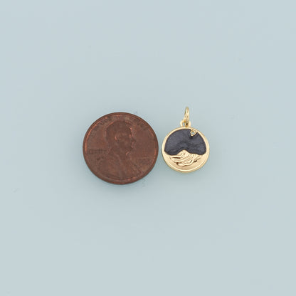18K Gold Filled Mountain Pendant,Enamel Nature Charm Bracelet Necklace for DIY Jewelry Making Supply