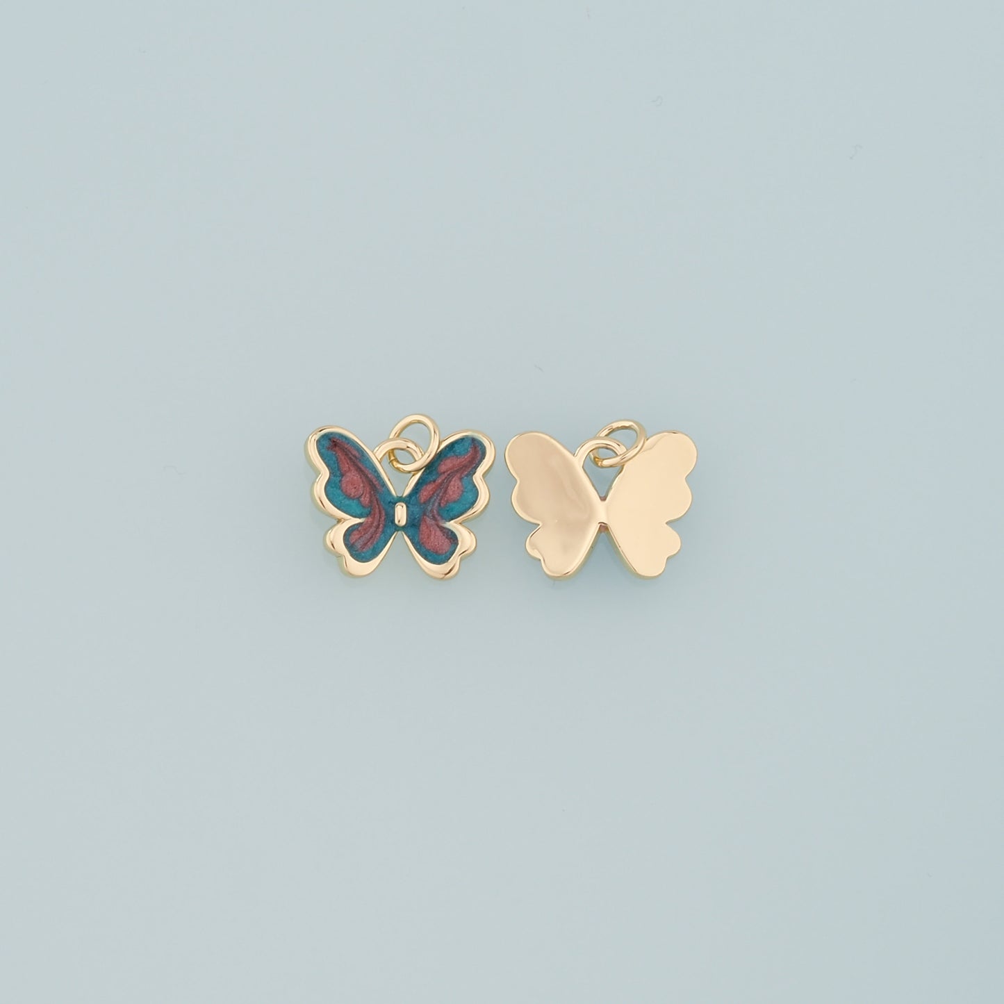 18K Gold Filled Butterfly Pendant,Enamel Butterfly Charm Bracelet Necklace for DIY Jewelry Making Supply