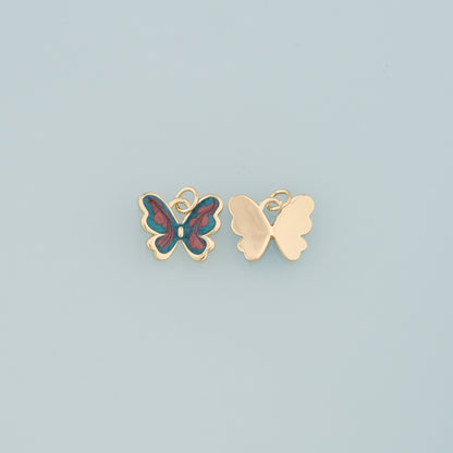 18K Gold Filled Butterfly Pendant,Enamel Butterfly Charm Bracelet Necklace for DIY Jewelry Making Supply