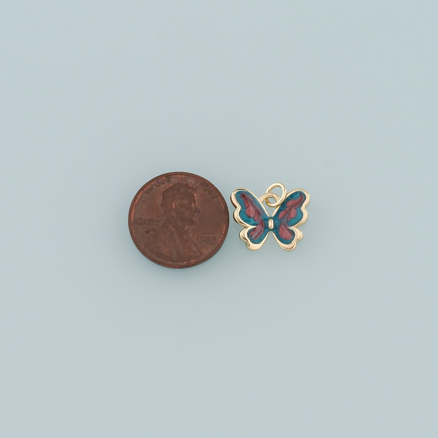 18K Gold Filled Butterfly Pendant,Enamel Butterfly Charm Bracelet Necklace for DIY Jewelry Making Supply