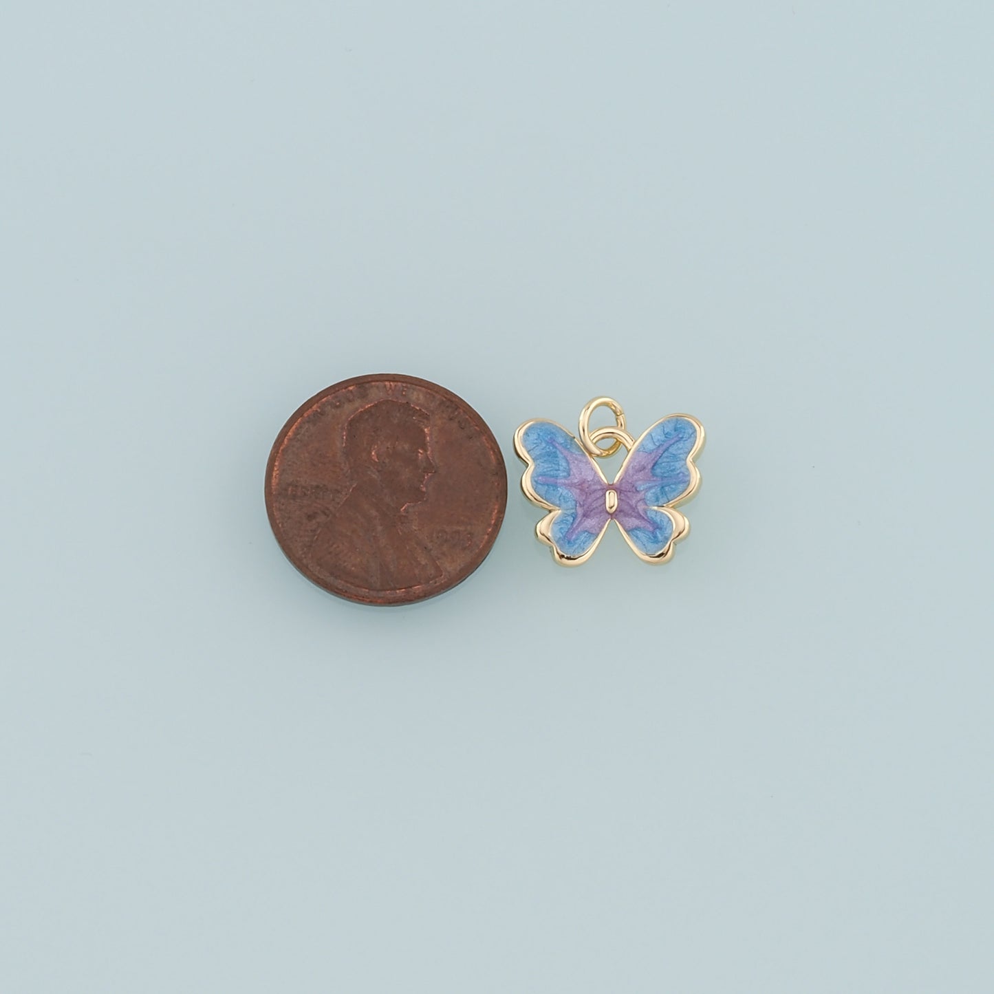 18K Gold Filled Butterfly Pendant,Enamel Butterfly Charm Bracelet Necklace for DIY Jewelry Making Supply