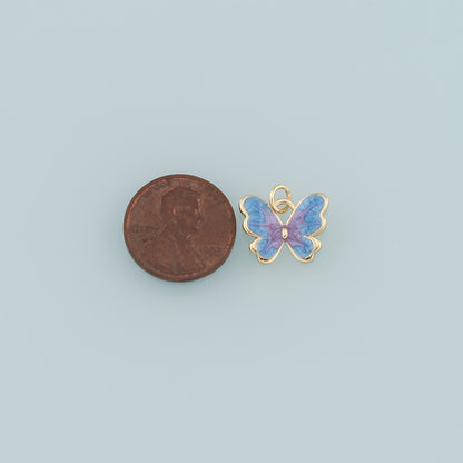 18K Gold Filled Butterfly Pendant,Enamel Butterfly Charm Bracelet Necklace for DIY Jewelry Making Supply
