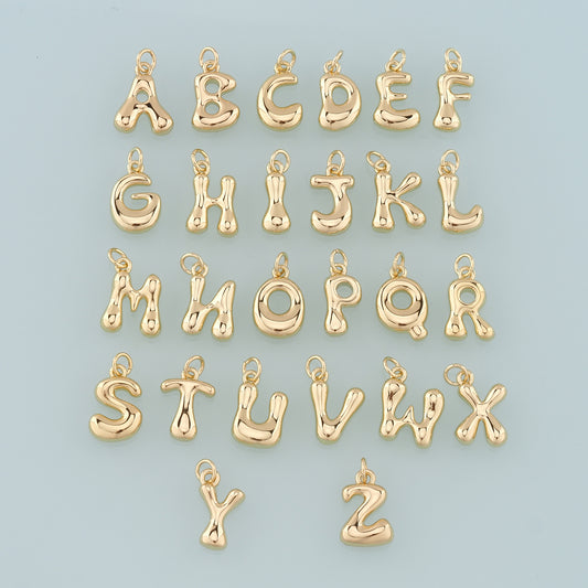 Gold letter Charms,18K Gold Filled letter Pendant,Initial Charm Bracelet Necklace for DIY Jewelry Making Supply
