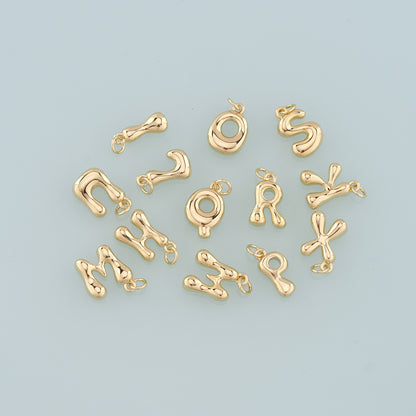 Gold letter Charms,18K Gold Filled letter Pendant,Initial Charm Bracelet Necklace for DIY Jewelry Making Supply