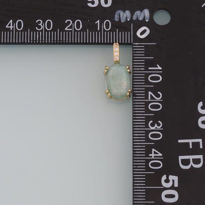 18K Gold Filled Oval Gem Pendant,Gem Charm Bracelet Necklace for DIY Jewelry Making Supply