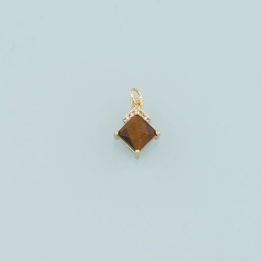 18K Gold Filled Rhombus Gem Pendant,Gem Charm Bracelet Necklace for DIY Jewelry Making Supply