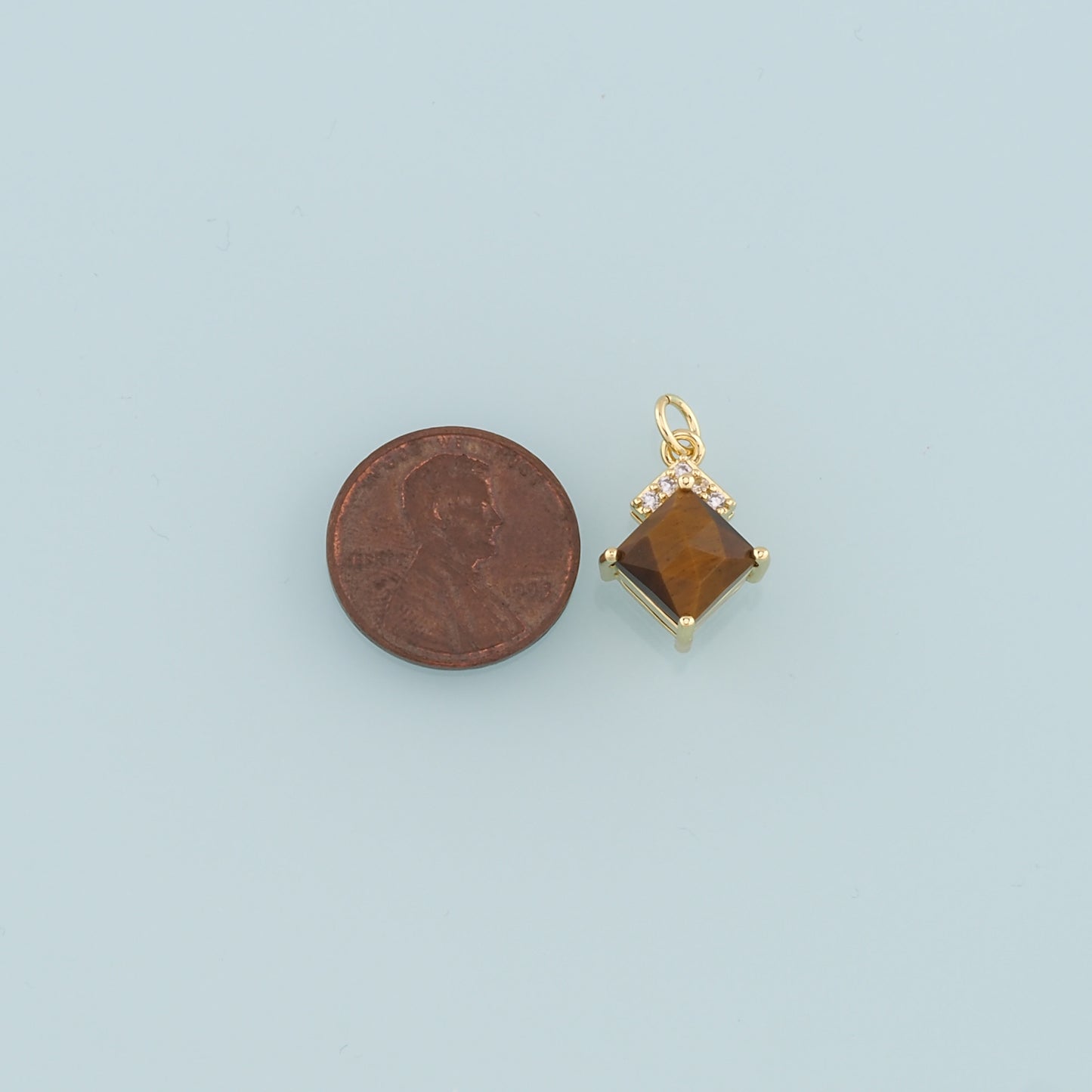18K Gold Filled Rhombus Gem Pendant,Gem Charm Bracelet Necklace for DIY Jewelry Making Supply