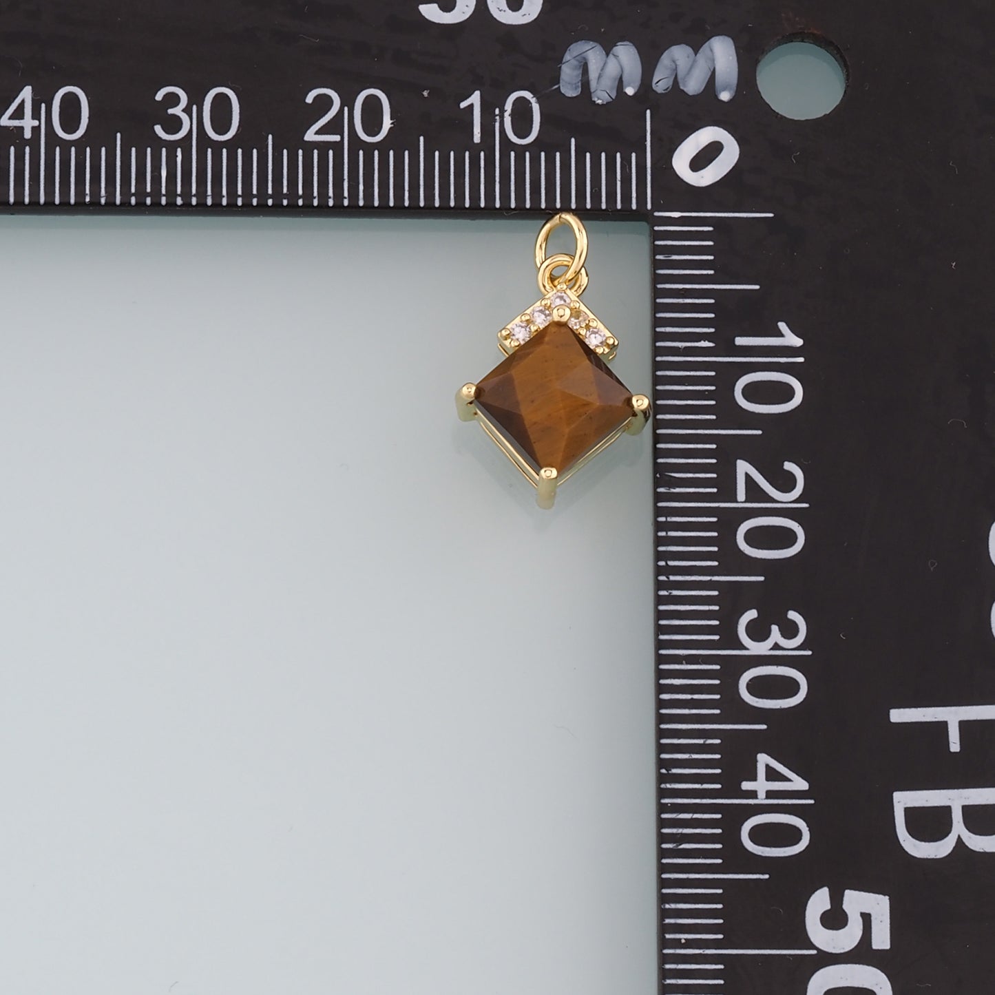 18K Gold Filled Rhombus Gem Pendant,Gem Charm Bracelet Necklace for DIY Jewelry Making Supply