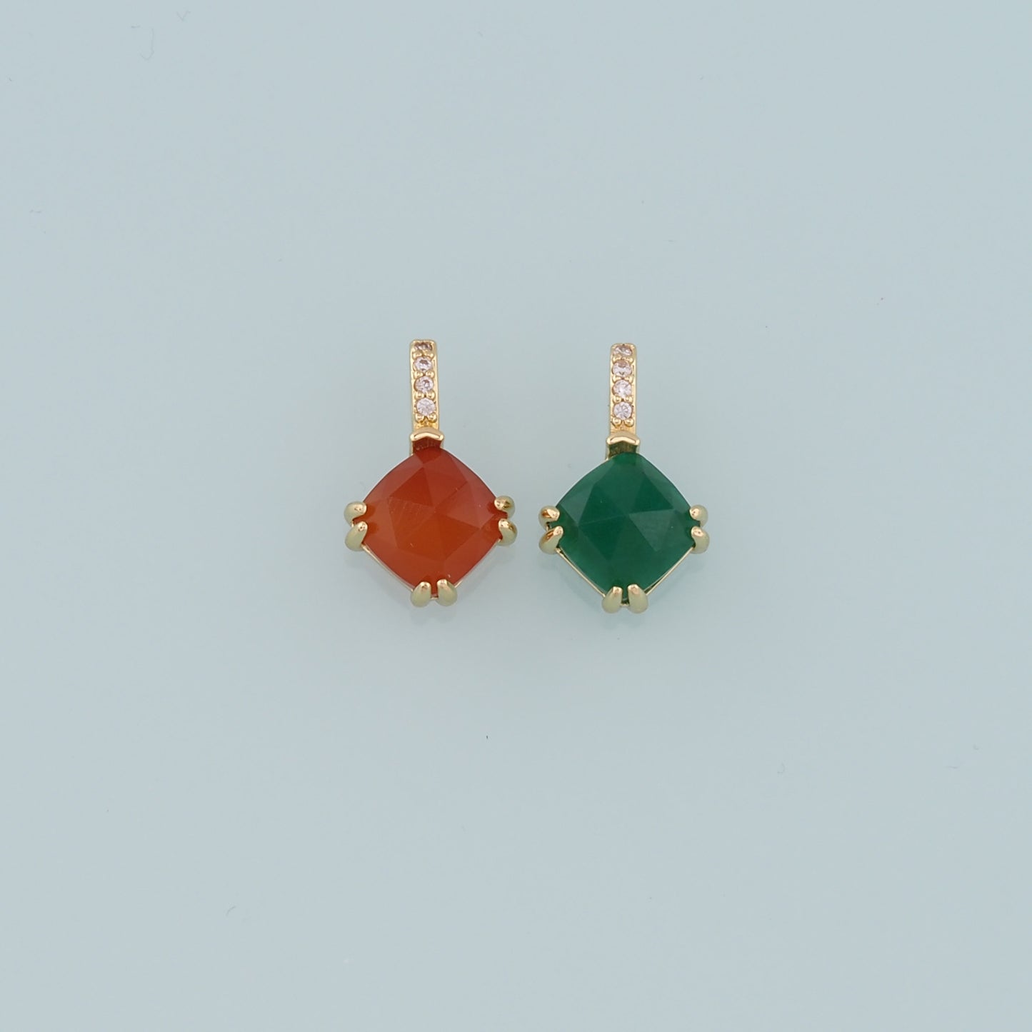 18K Gold Filled Rhombus Gem Pendant,Gem Charm Bracelet Necklace for DIY Jewelry Making Supply