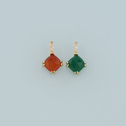 18K Gold Filled Rhombus Gem Pendant,Gem Charm Bracelet Necklace for DIY Jewelry Making Supply