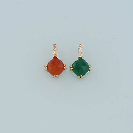 18K Gold Filled Rhombus Gem Pendant,Gem Charm Bracelet Necklace for DIY Jewelry Making Supply