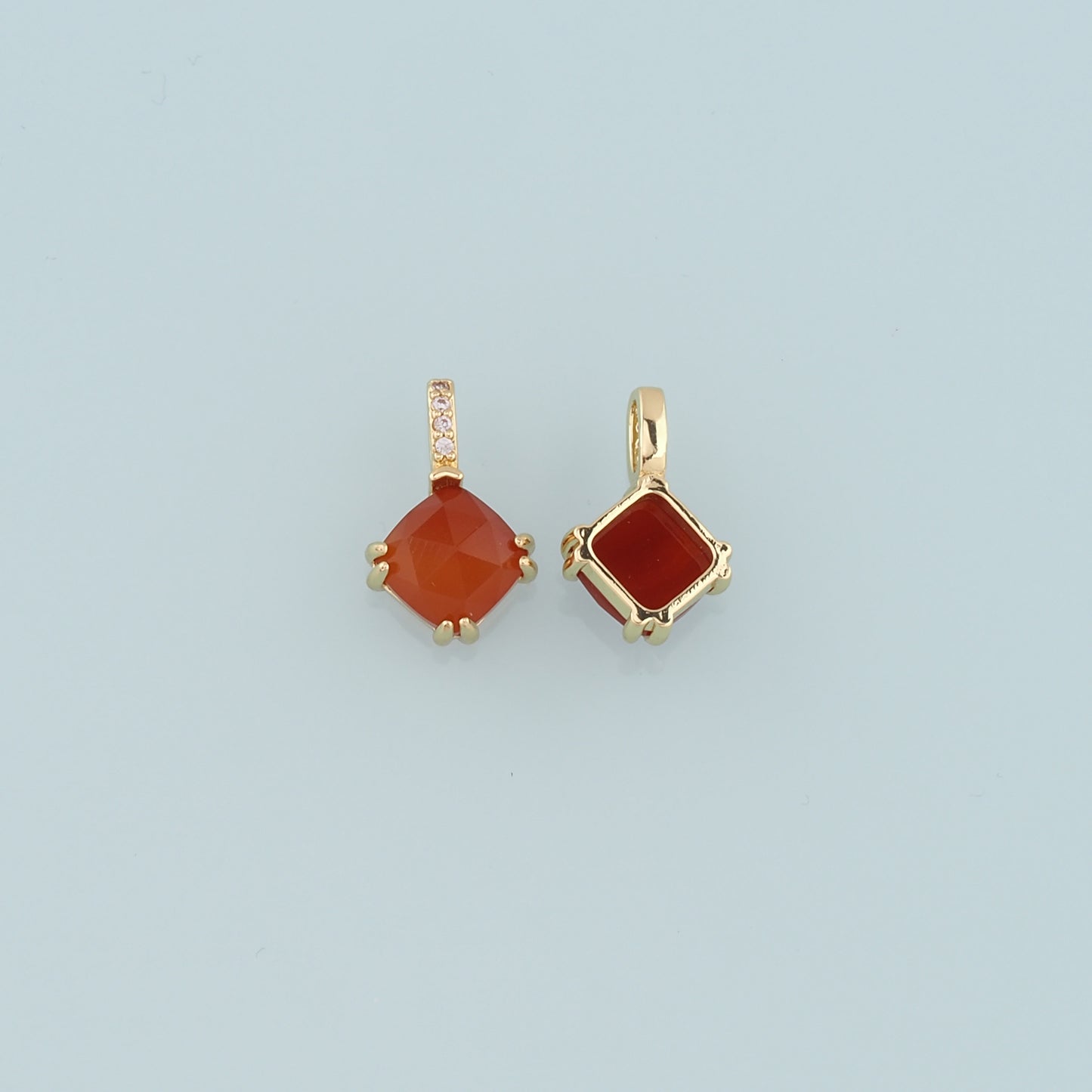 18K Gold Filled Rhombus Gem Pendant,Gem Charm Bracelet Necklace for DIY Jewelry Making Supply