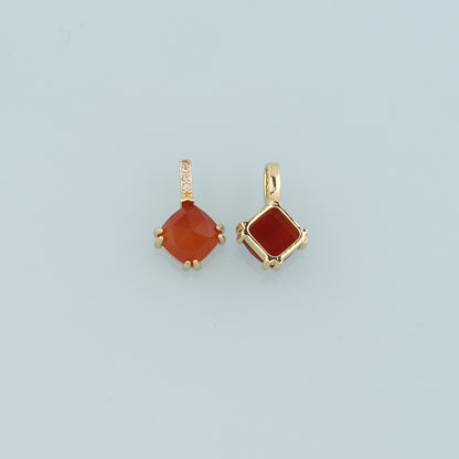 18K Gold Filled Rhombus Gem Pendant,Gem Charm Bracelet Necklace for DIY Jewelry Making Supply