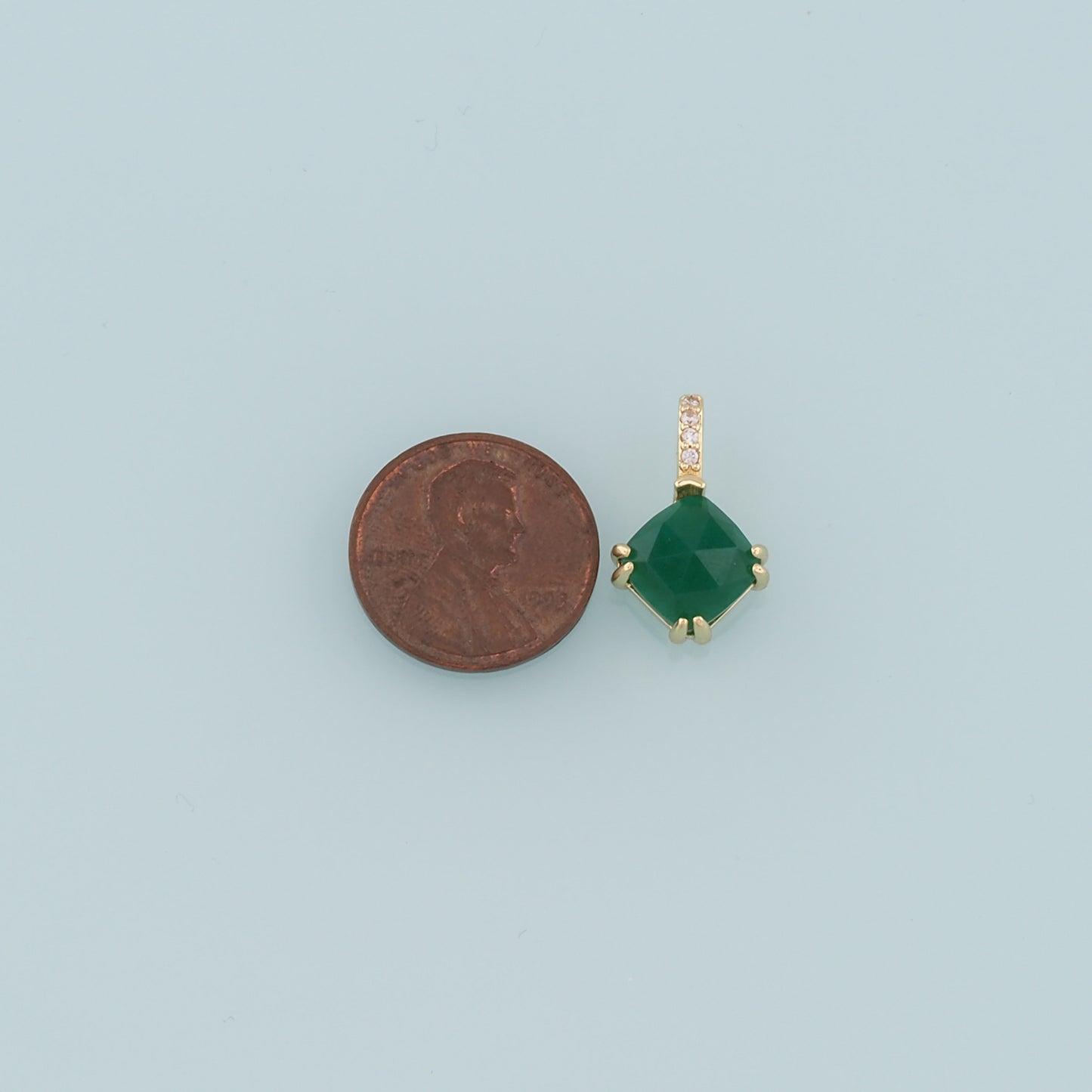 18K Gold Filled Rhombus Gem Pendant,Gem Charm Bracelet Necklace for DIY Jewelry Making Supply