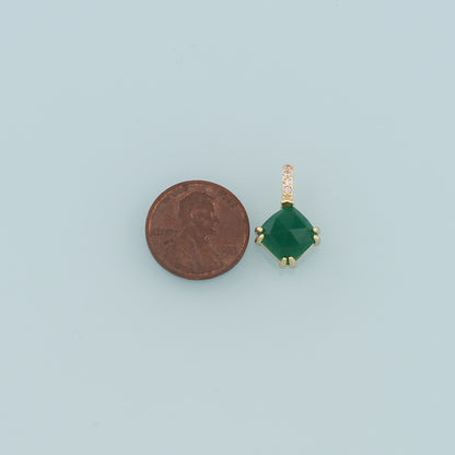18K Gold Filled Rhombus Gem Pendant,Gem Charm Bracelet Necklace for DIY Jewelry Making Supply