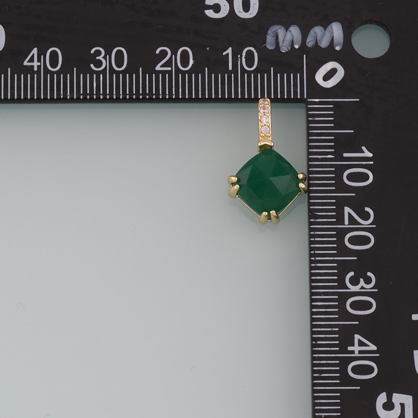 18K Gold Filled Rhombus Gem Pendant,Gem Charm Bracelet Necklace for DIY Jewelry Making Supply
