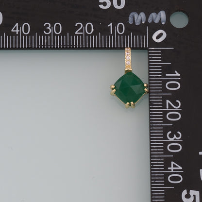 18K Gold Filled Rhombus Gem Pendant,Gem Charm Bracelet Necklace for DIY Jewelry Making Supply