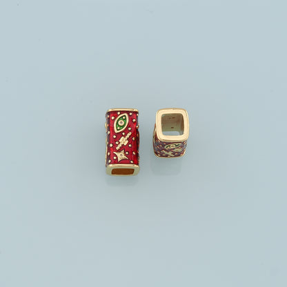 Gold Tube Bead Charms,18K Gold Filled Rectangle Evil Eye spacer beads Bracelet Necklace for DIY Jewelry Making Supply