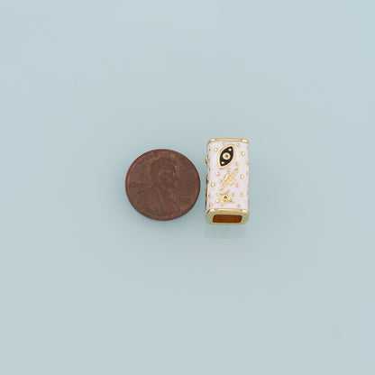 Gold Tube Bead Charms,18K Gold Filled Rectangle Evil Eye spacer beads Bracelet Necklace for DIY Jewelry Making Supply