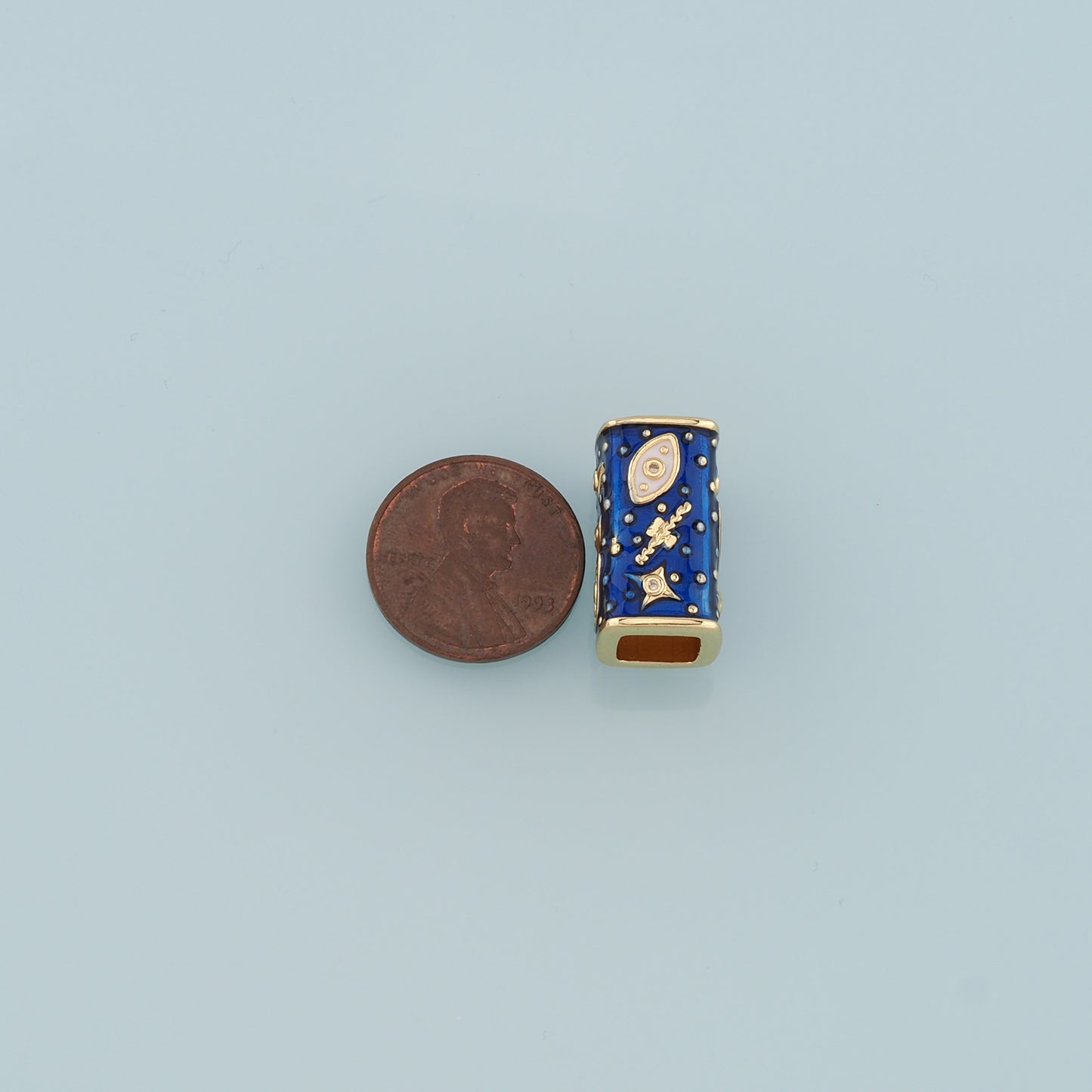 Gold Tube Bead Charms,18K Gold Filled Rectangle Evil Eye spacer beads Bracelet Necklace for DIY Jewelry Making Supply