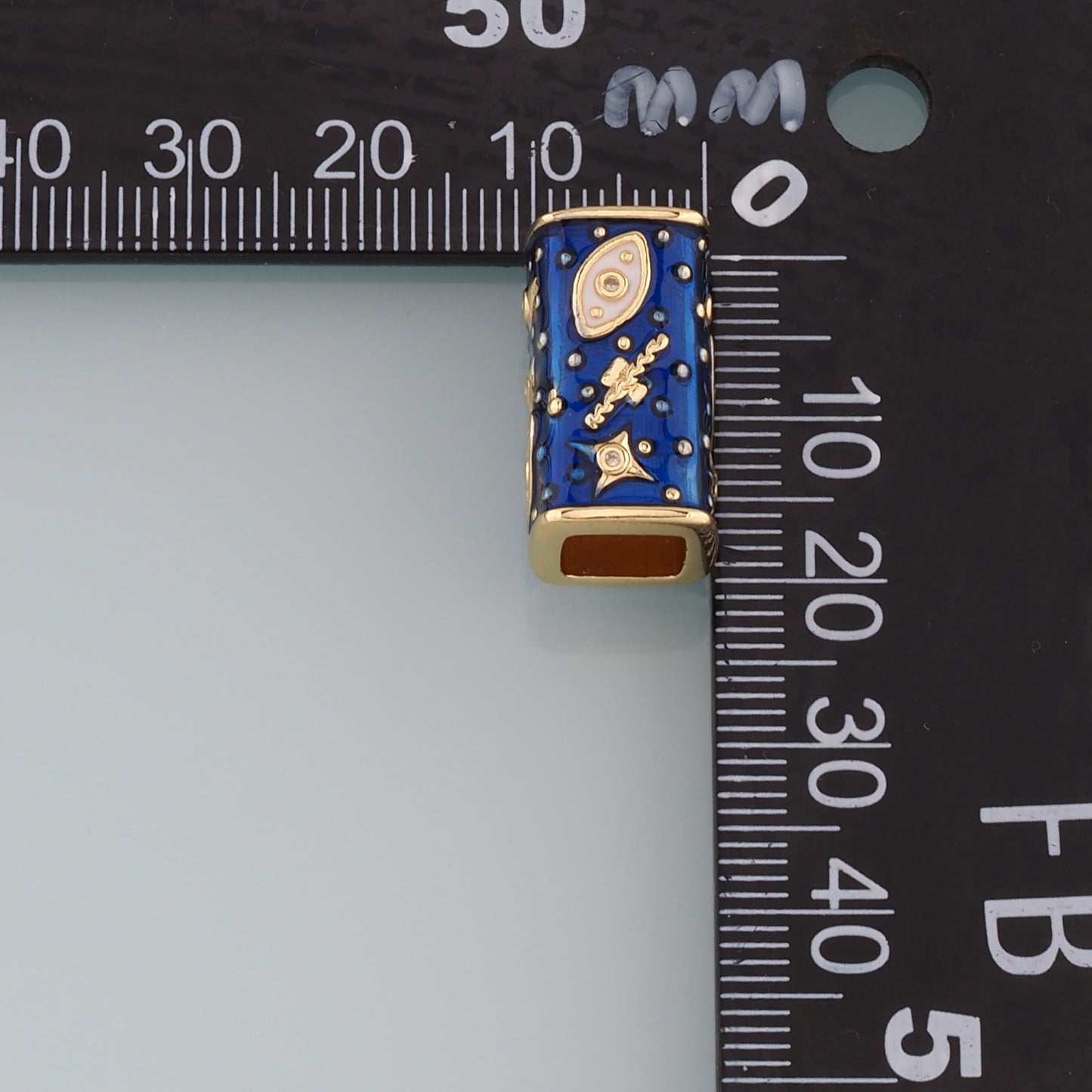 Gold Tube Bead Charms,18K Gold Filled Rectangle Evil Eye spacer beads Bracelet Necklace for DIY Jewelry Making Supply