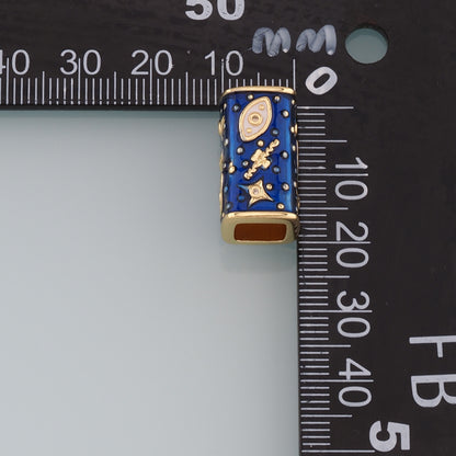 Gold Tube Bead Charms,18K Gold Filled Rectangle Evil Eye spacer beads Bracelet Necklace for DIY Jewelry Making Supply