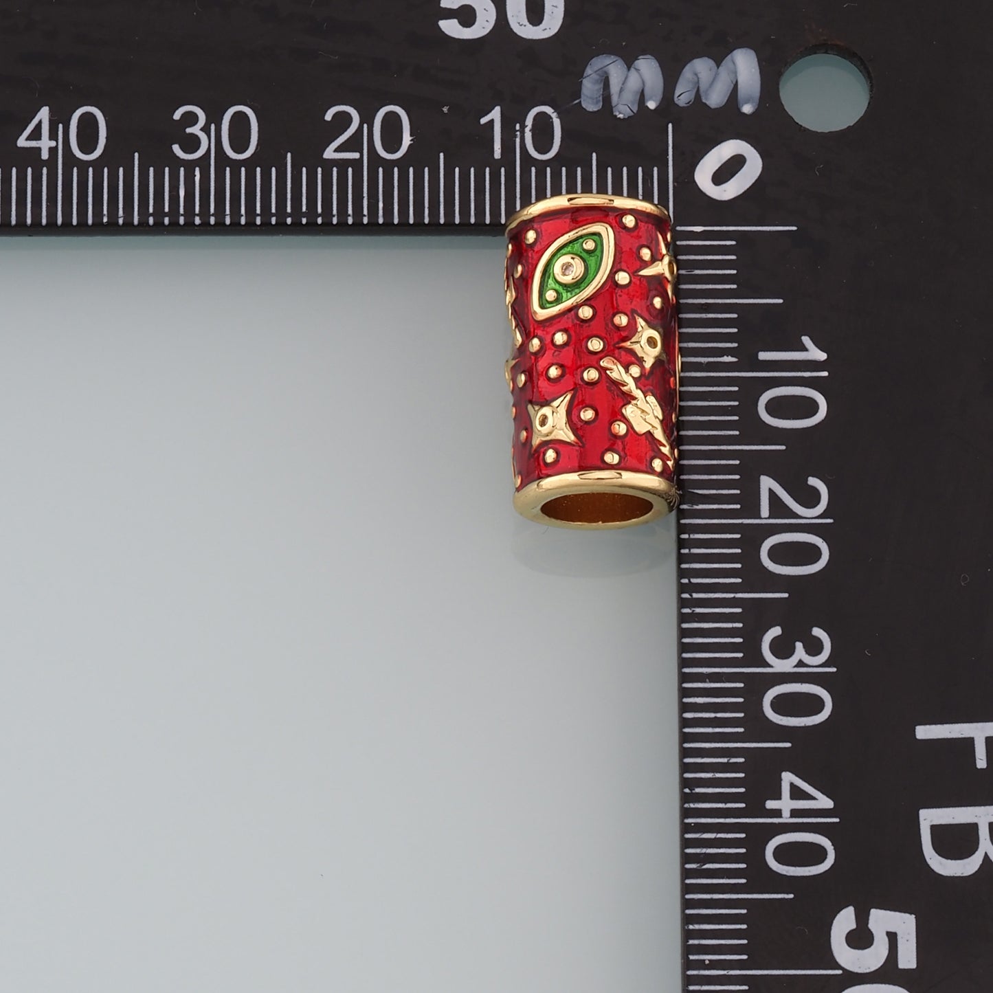 Gold Tube Bead Charms,18K Gold Filled Evil Eye spacer beads Bracelet Necklace for DIY Jewelry Making Supply