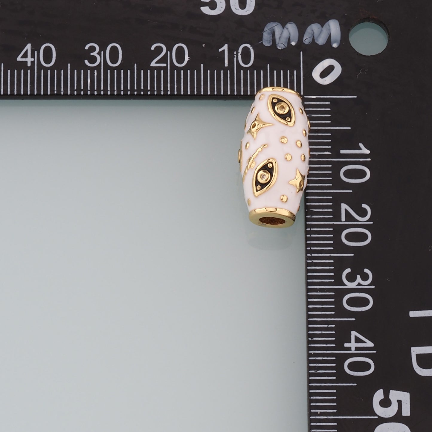 Gold Tube Bead Charms,18K Gold Filled Oval Evil Eye spacer beads Bracelet Necklace for DIY Jewelry Making Supply