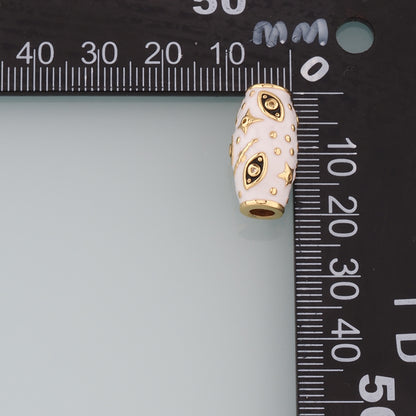 Gold Tube Bead Charms,18K Gold Filled Oval Evil Eye spacer beads Bracelet Necklace for DIY Jewelry Making Supply