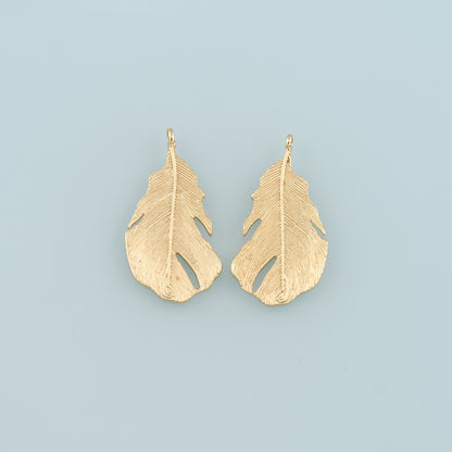 18K Gold Filled Leaf Pendant,Dainty Leaf Charm Bracelet Necklace for DIY Jewelry Making Supply