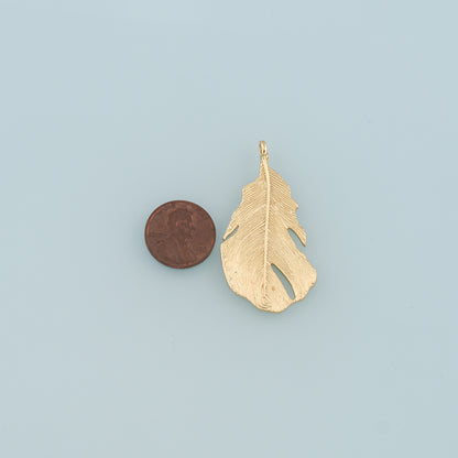 18K Gold Filled Leaf Pendant,Dainty Leaf Charm Bracelet Necklace for DIY Jewelry Making Supply