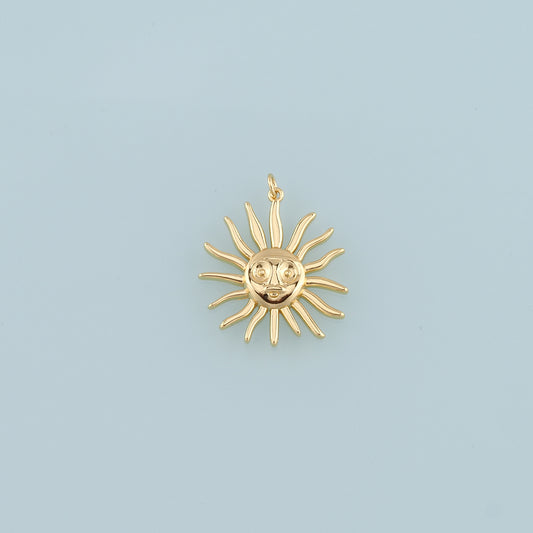 18K Gold Filled Sun Pendant,Dainty Celestial Charm Bracelet Necklace for DIY Jewelry Making Supply